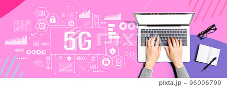 5G network theme with person using a laptop 96006790