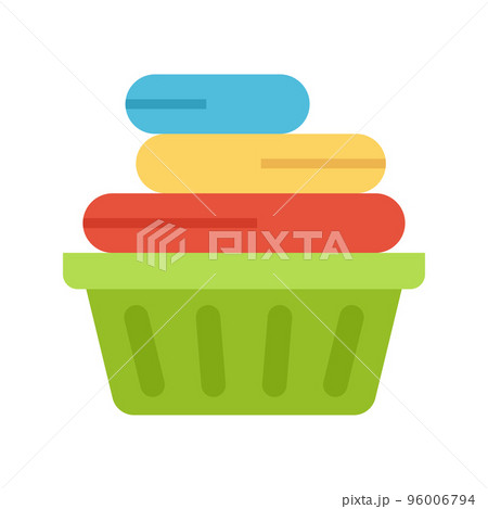 Basket with folded towels icon. Laundry and housework theme. 96006794