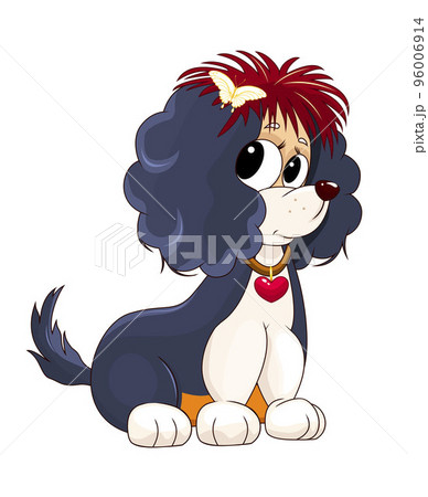 Cute dog with a heart on the collar 96006914