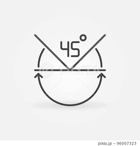 Vector 45 degrees concept icon in thin line style 96007323