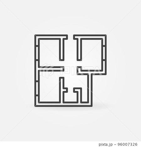 Vector House Plan line icon. Architecture Blueprint symbol Vector House Plan line icon. Architecture Blueprint symbol 96007326