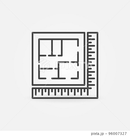 House Plan with Ruler vector Architecture line icon 96007327