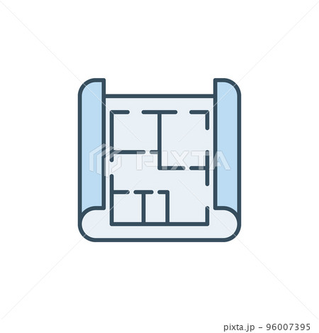 Blueprint or House Plan vector concept colored...のイラスト素材 [96007395] - PIXTA