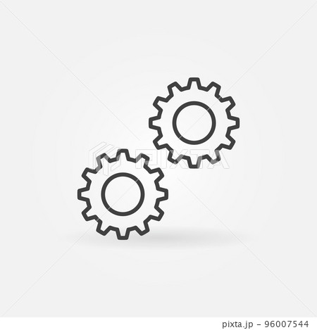 Two Cogs vector concept icon in outline style 96007544
