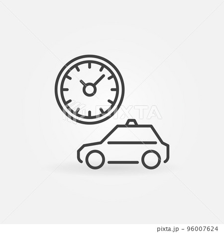 Taxi with Clock ot Timer vector concept outline icon 96007624