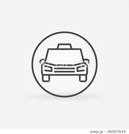Taxi Car in Circle vector concept icon in outline style 96007644