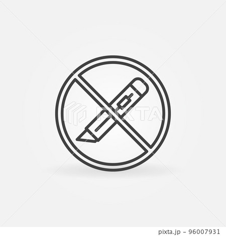 Do not use Paper Cutter vector thin line concept round icon 96007931