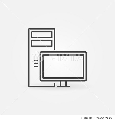 PC or Desktop Computer vector concept outline icon or sign 96007935