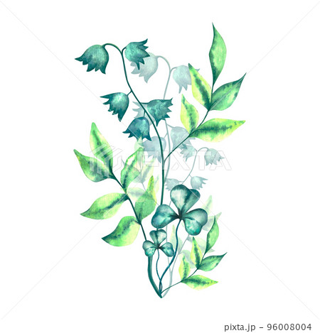 Flowers. Watercolor floral set with spring flowers. Watercolor isolated illustration 96008004