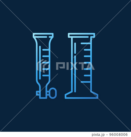 Chemistry Laboratory glassware vector outline blue icon 96008006