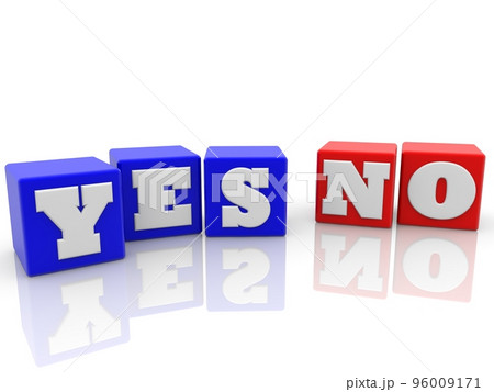 YES NO concept on blue and red toy blocks 96009171