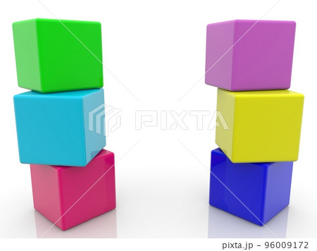 Two poles of colorful toy blocks 96009172