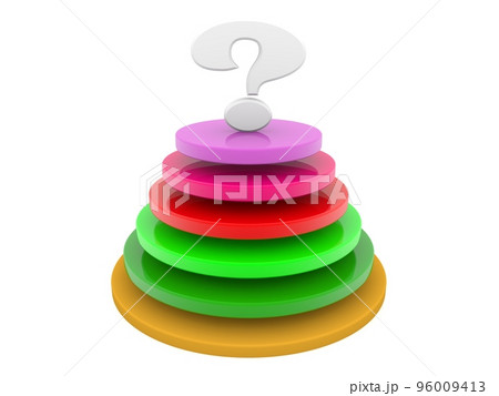White question mark at the top of colored pyramid White question mark at the top of colored pyramid 96009413