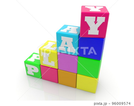 Colored toy blocks in the form of steps with the inscription PLAY 96009574
