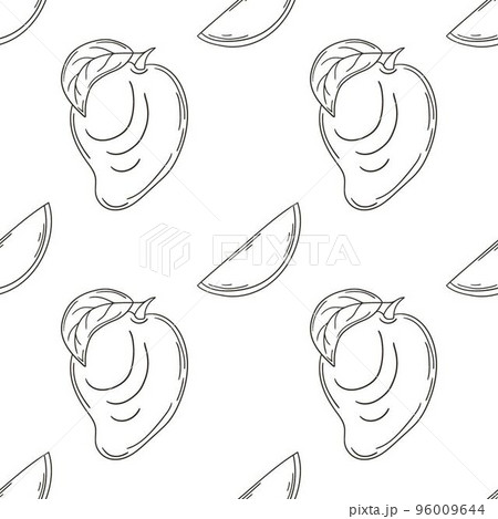 Coloring Seamless pattern with tropical fruits. Illustration in hand draw style Coloring Seamless pattern with tropical fruits. Illustration in hand draw style 96009644