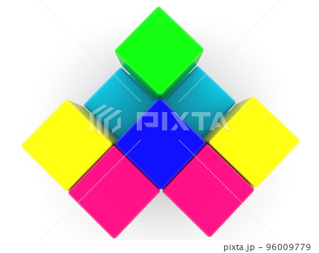 Abstract construction of different colored toy blocks 96009779