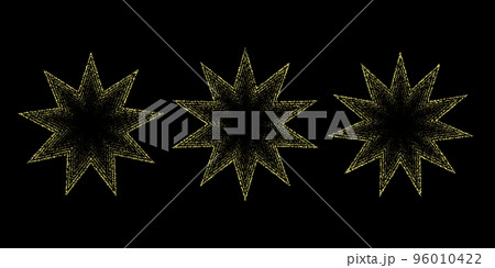 Dotted grain stars set. Shiny stippled shapes collection. Various noise textured asterisks. Different dot work stellar forms. Vector stochastic.  96010422