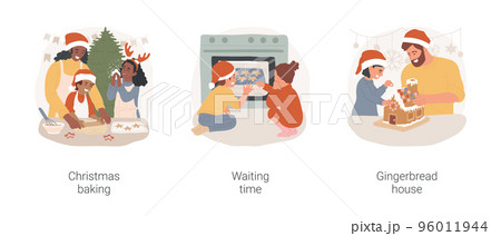 Christmas baking isolated cartoon vector illustration set. Family baking cookies, xmas holiday celebration, children looking into the oven, waiting time, making gingerbread house vector cartoon. Christmas baking isolated cartoon vector illustration set. Family baking cookies, xmas holiday celebration, children looking into the oven, waiting time, making gingerbread house vector cartoon. 96011944