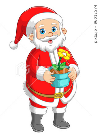 Santa claus carrying flower on the pot Santa claus carrying flower on the pot 96012574