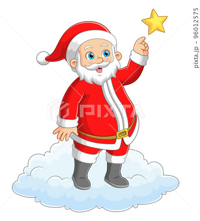 Happy santa claus flying on the sky Happy santa claus flying on the sky 96012575