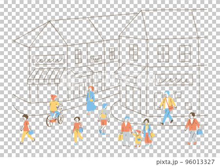 街に住む様々な人たち_色 96013327