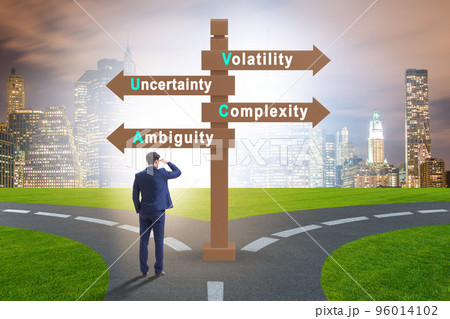 Businessman at the crossroads at VUCA concept 96014102