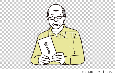 Elderly person holding a will with a smile Elderly person holding a will with a smile 96014240
