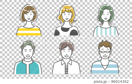 一組簡單的觸摸人臉圖標 96014302