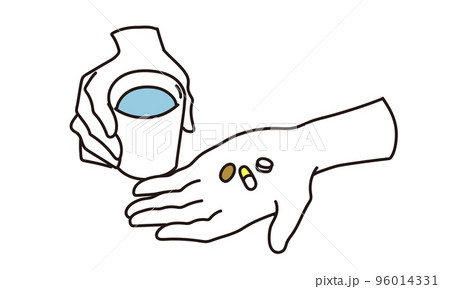 くすりを持つ手元のクローズアップ	 96014331