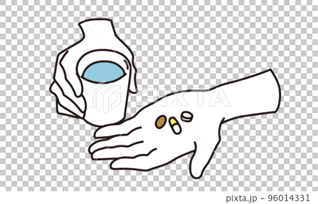 くすりを持つ手元のクローズアップ	 96014331