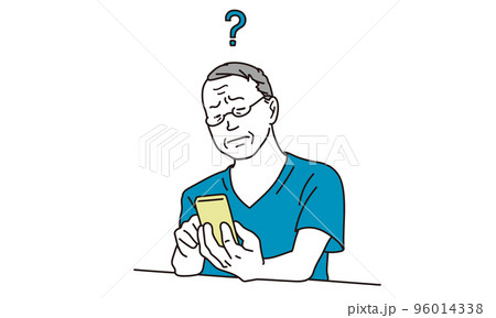 老眼でスマートフォンが見えづらい高齢者 老眼でスマートフォンが見えづらい高齢者 96014338