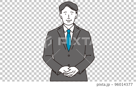 中年商人面帶微笑地站著 96014377