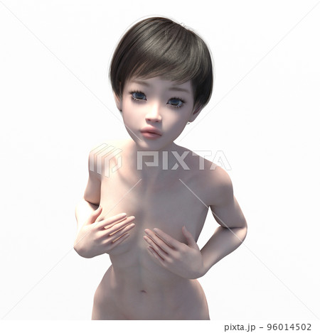 ポーズする女性　ヌード　perming3DCGイラスト素材 96014502