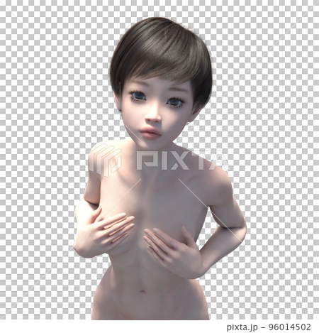 ポーズする女性　ヌード　perming3DCGイラスト素材 96014502