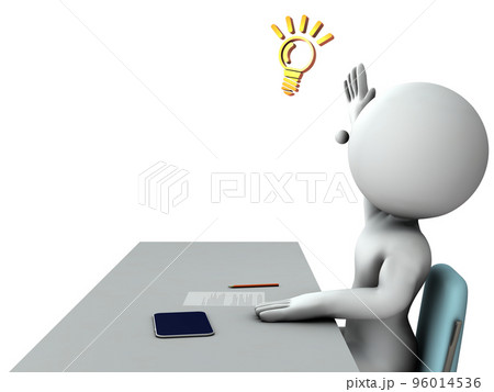 挙手して発表する児童。積極的で楽しそうな生徒。デスクの上のタブレット端末。 挙手して発表する児童。積極的で楽しそうな生徒。デスクの上のタブレット端末。 96014536