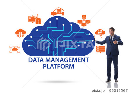 Businessman in data management concept Businessman in data management concept 96015567