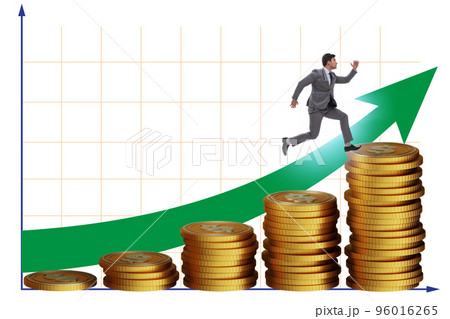 Businessman in the growth concept with coins chart 96016265