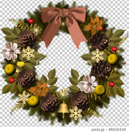 Colorful Christmas wreath image of holy night, background transparent illustration 96016326