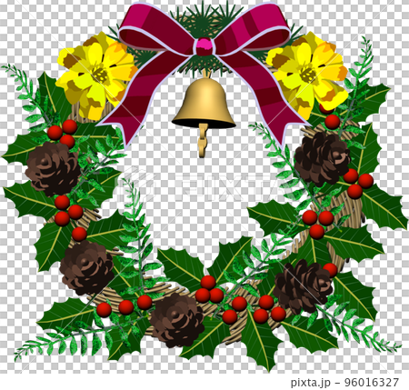 Colorful Christmas wreath image of holy night, background transparent illustration 96016327