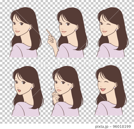 Women's illustration material facial expression set Women's illustration material facial expression set 96018199