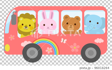 可愛的動物騎著校車的插圖 可愛的動物騎著校車的插圖 96018264