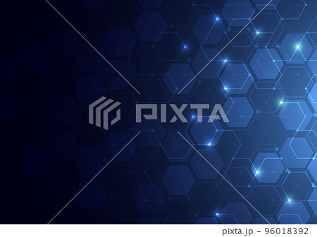 Abstract science template. Technology lines and dots connection background. Wallpaper or banner with a DNA molecules. Vector illustration Abstract science template. Technology lines and dots connection background. Wallpaper or banner with a DNA molecules. Vector illustration 96018392