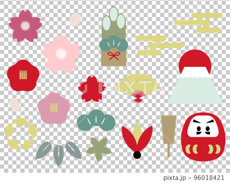 Illustration material set of auspicious New Year Illustration material set of auspicious New Year 96018421