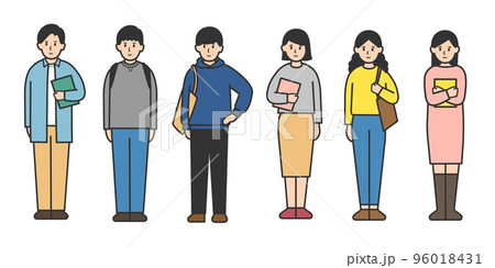 大学生男女の全身イラスト 96018431