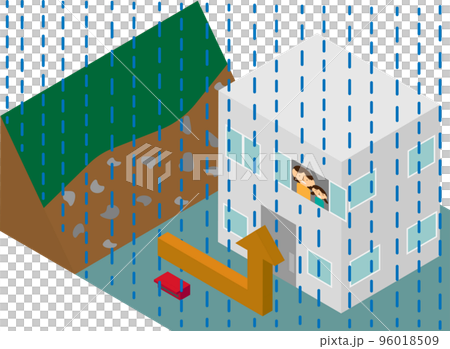 由於無法及時撤離到等距避難所而垂直撤離的父母和孩子 96018509