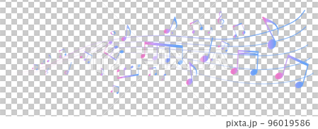 Colorful perspective sheet music frame illustration, staff notation, background illustration, illustration of notes, rests, and musical symbols 96019586