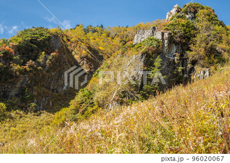 晴天の下で長野と岐阜の県境の西穂高岳稜線から見るアルプスの稜線 北アルプスの山々 晴天の下で長野と岐阜の県境の西穂高岳稜線から見るアルプスの稜線 北アルプスの山々 96020067