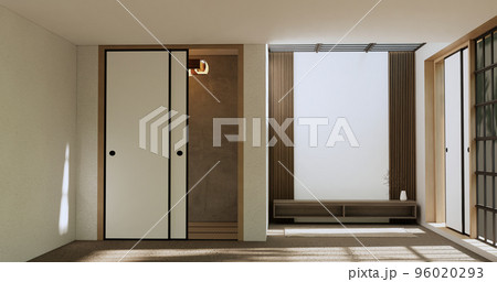 Cabinet room wooden interior wabisabi style.3D rendering 96020293