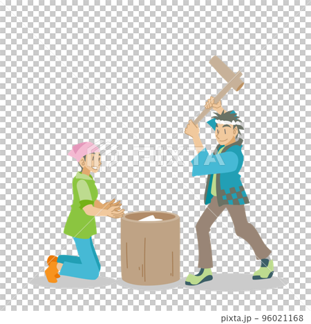 A couple making mochi 96021168