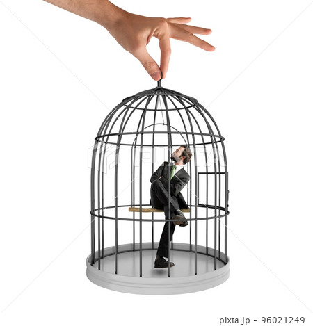 Caged businessman Caged businessman 96021249